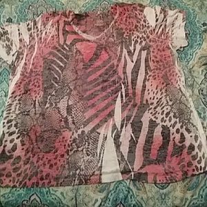 💗Animal print thin V neck T-Shirt